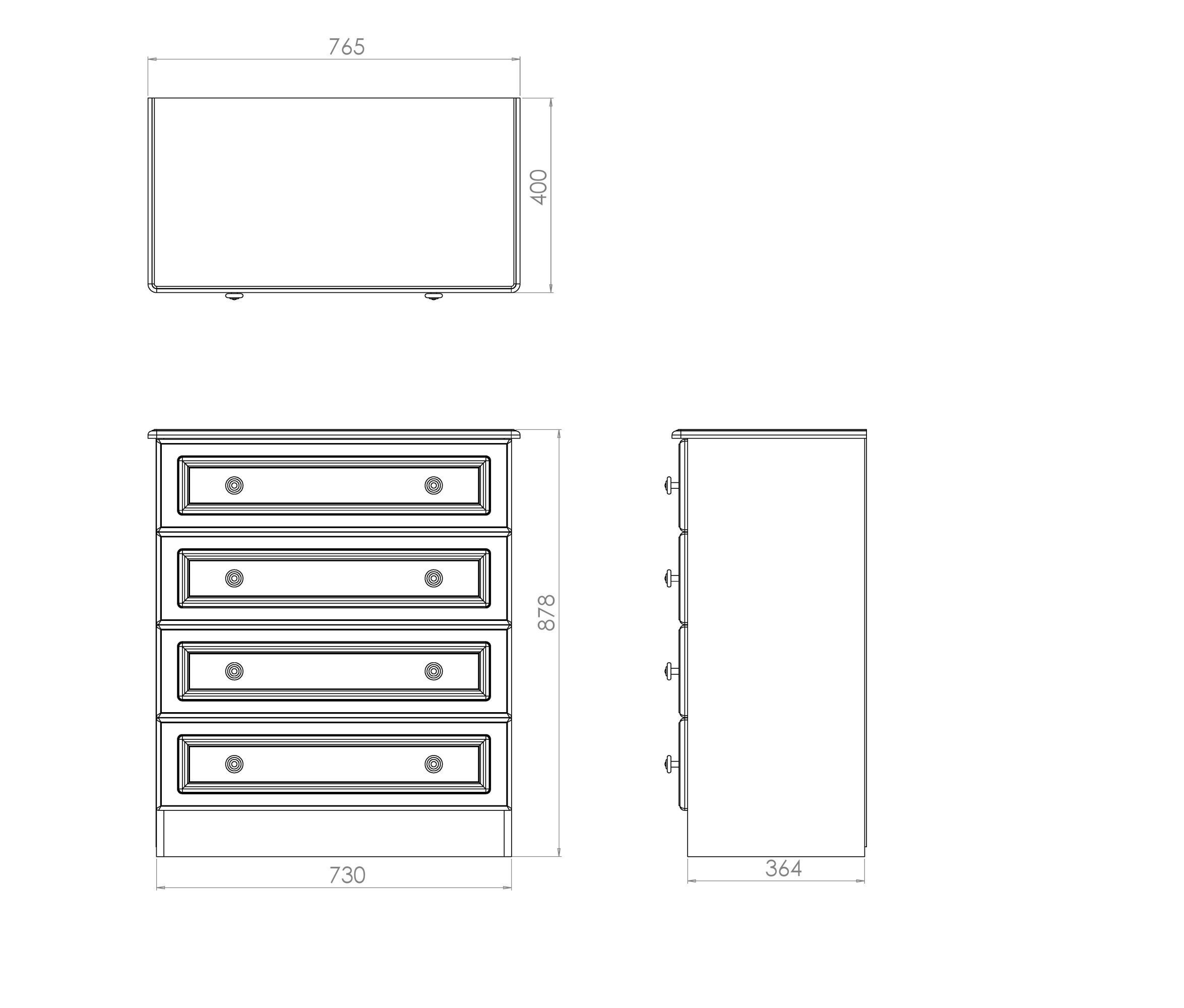 Ready assembled Matt white 4 Drawer Midi Chest of drawers (H)885mm (W)580mm (D)415mm