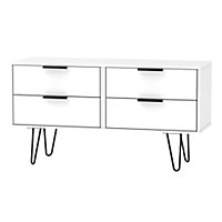Ready assembled Matt white 4 Drawer Wide Chest of drawers (H)570mm (W)1145mm (D)395mm