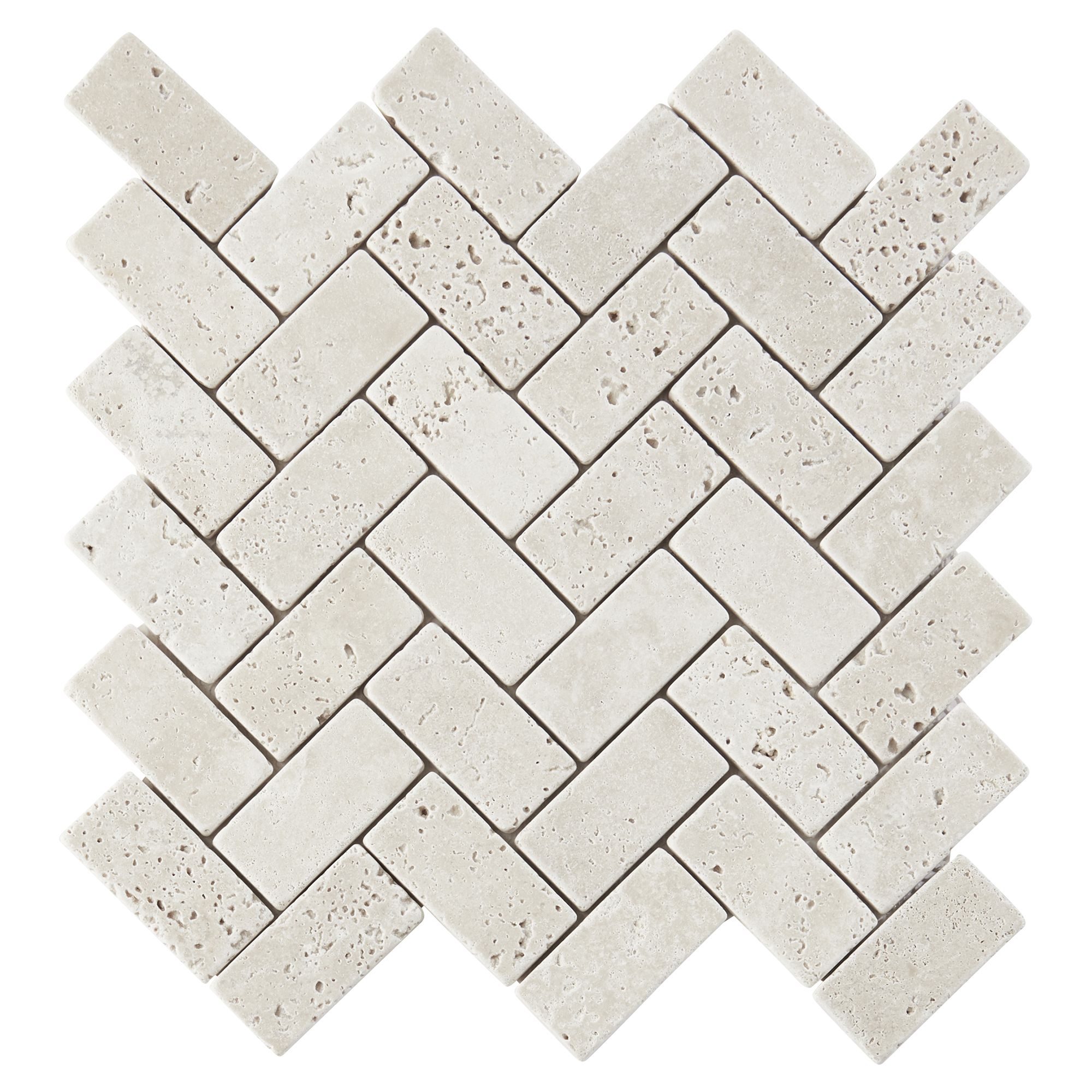 Real tumbled travertine Beige Natural stone Mosaic tile sheet, (L)310mm (W)285mm