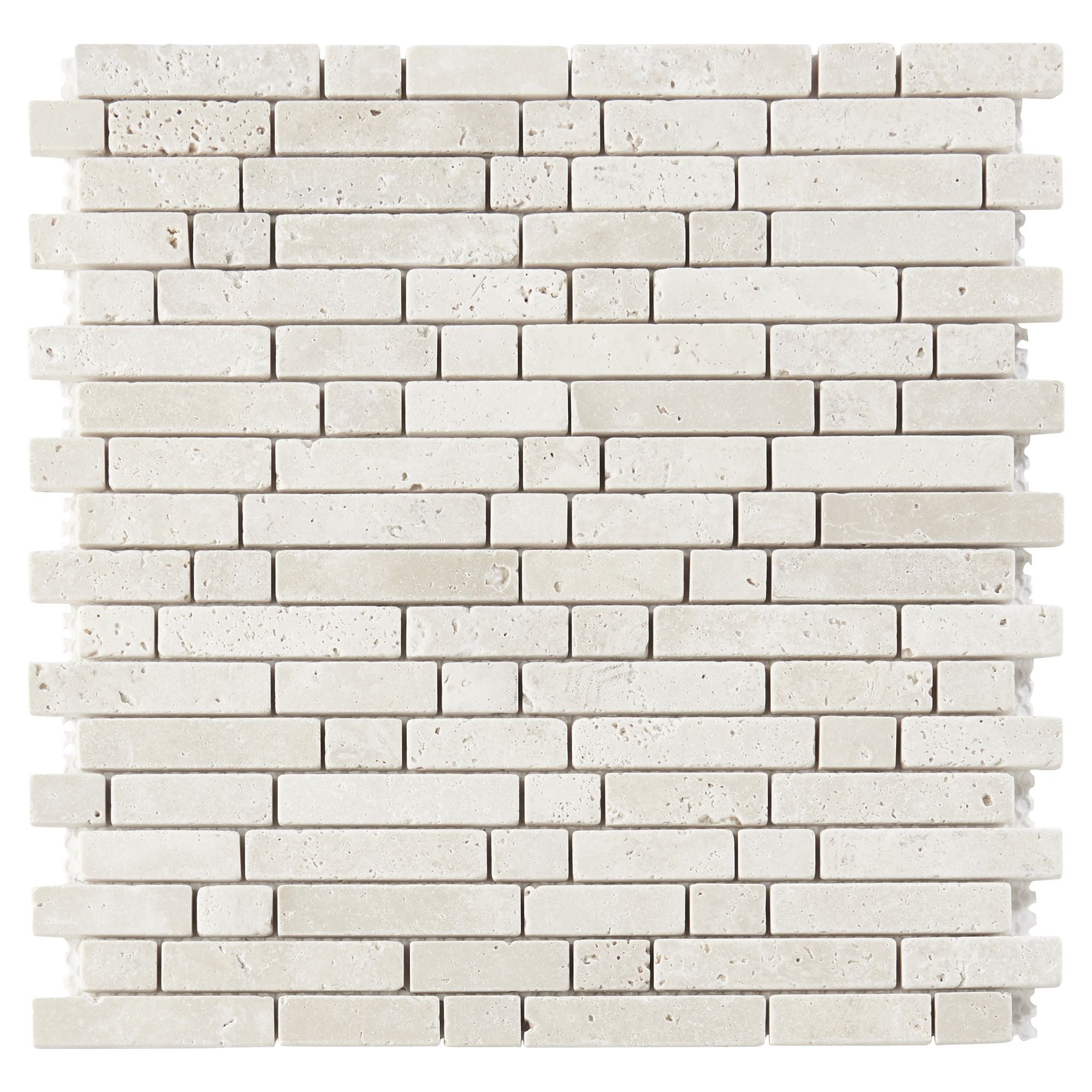Real tumbled travertine Beige Natural stone Mosaic tile sheet, (L)310mm (W)305mm