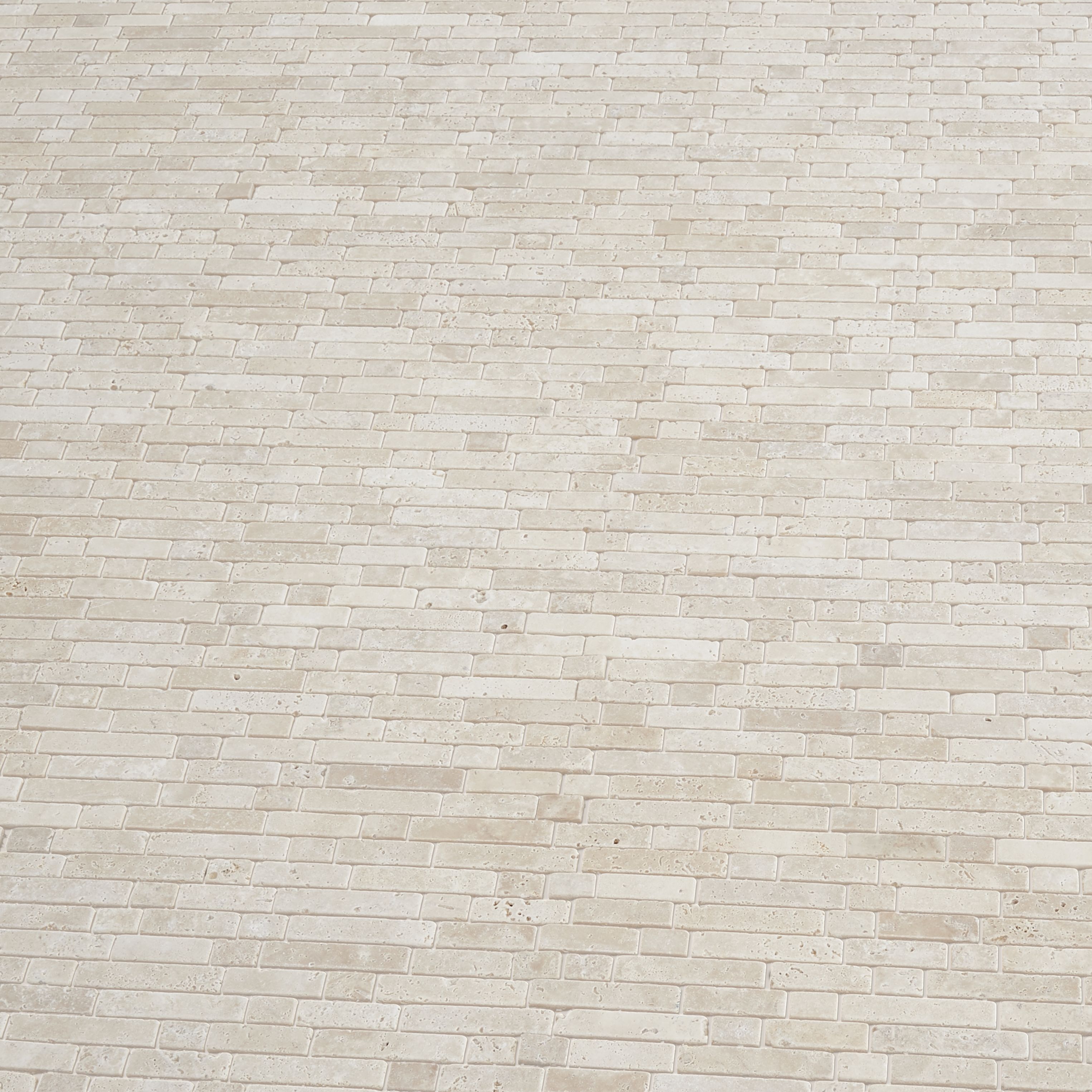 Real tumbled travertine Beige Natural stone Mosaic tile sheet, (L)310mm (W)305mm