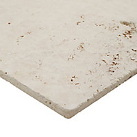 Real tumbled travertine Cream Matt Travertine effect Natural stone Wall & floor Tile, Pack of 6, (L)610mm (W)406mm