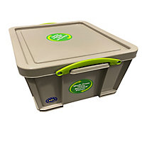 Really Useful Earth Box Heavy duty Grey 35L Plastic Stackable Storage box & Lid