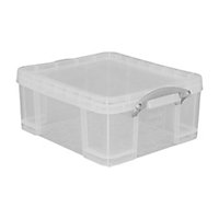Really Useful Heavy duty Clear 9L Plastic Stackable Storage box & Lid