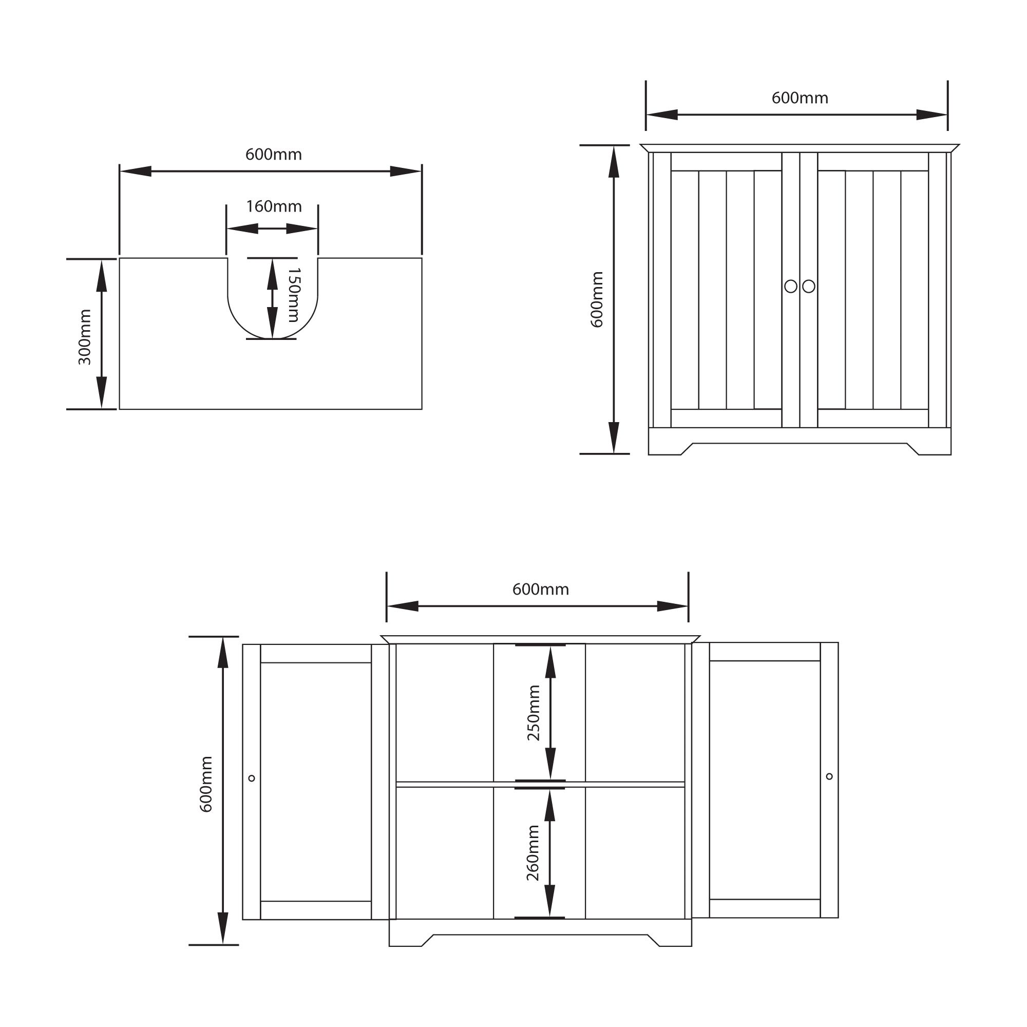 Rebecca Jones Matt White Freestanding Double Bathroom Sink cabinet (H)60cm (W)60cm
