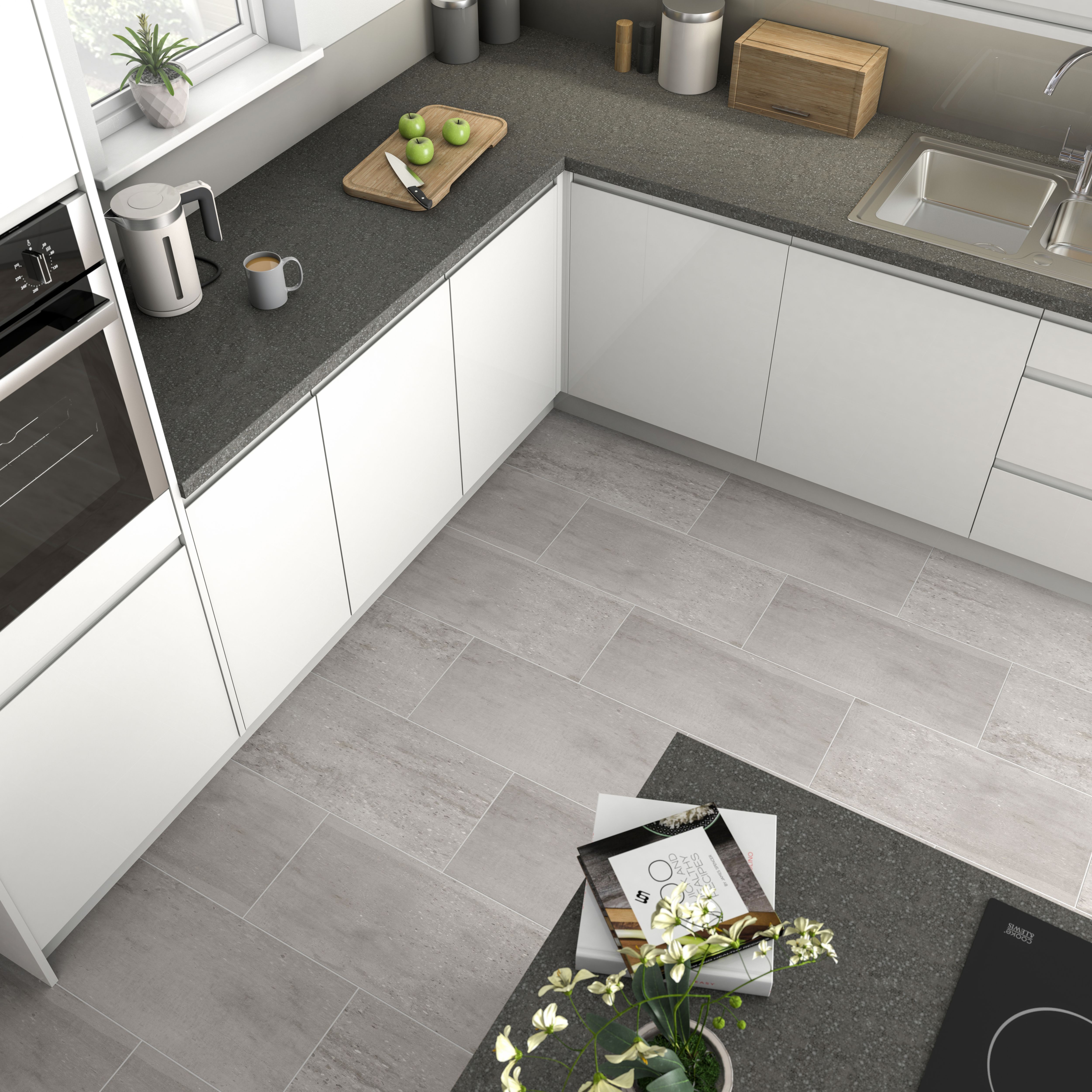 Reclaimed Grey Matt Concrete effect Porcelain Wall & floor Tile, Pack of 6, (L)600mm (W)300mm