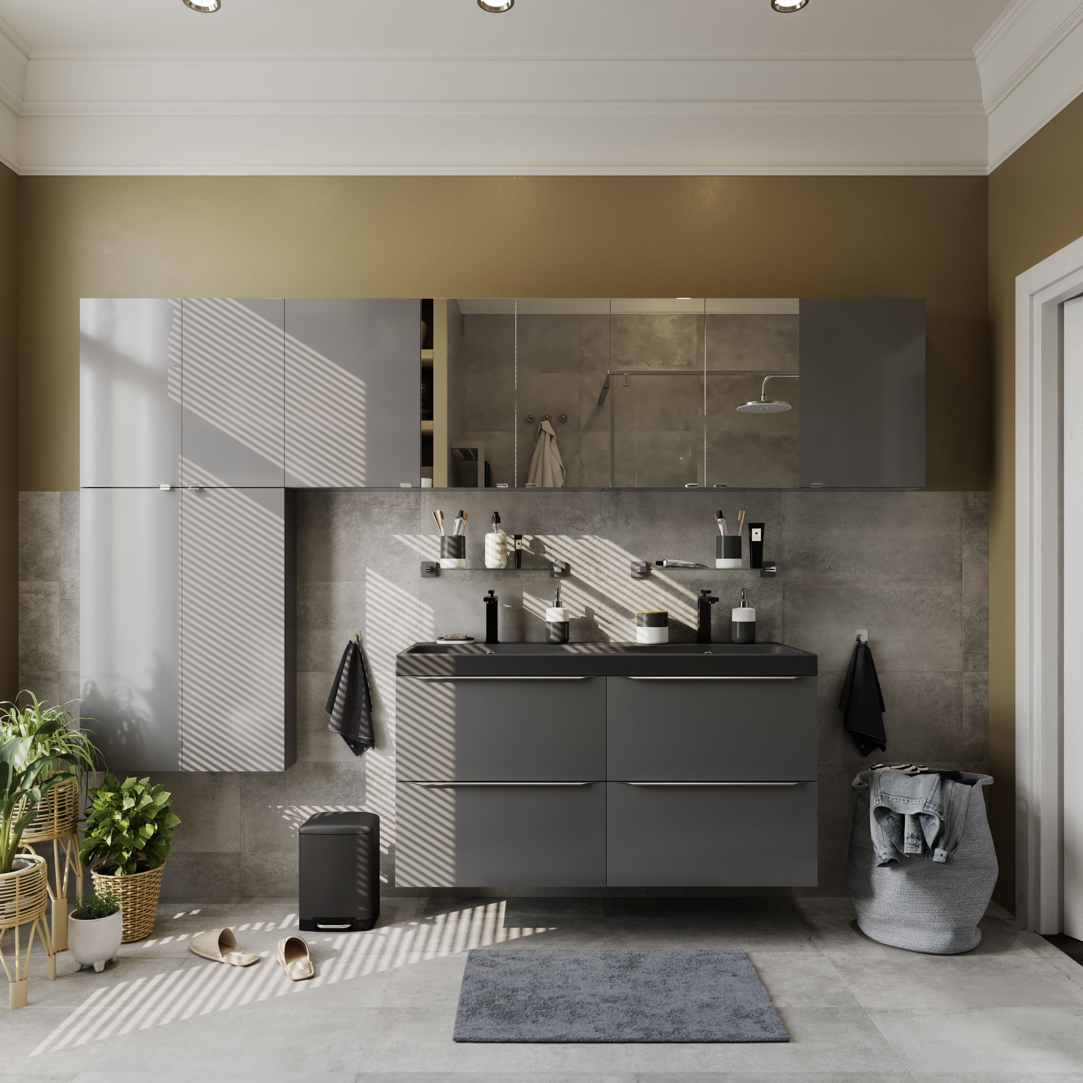 Reclaimed Grey Matt Concrete effect Porcelain Wall & floor Tile, Pack of 6, (L)600mm (W)300mm