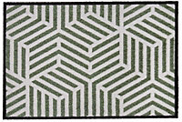Recylon Green Geo pattern Heavy duty Mat, 120cm x 67cm