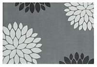 Recylon Grey Floral Heavy duty Mat, 75cm x 50cm