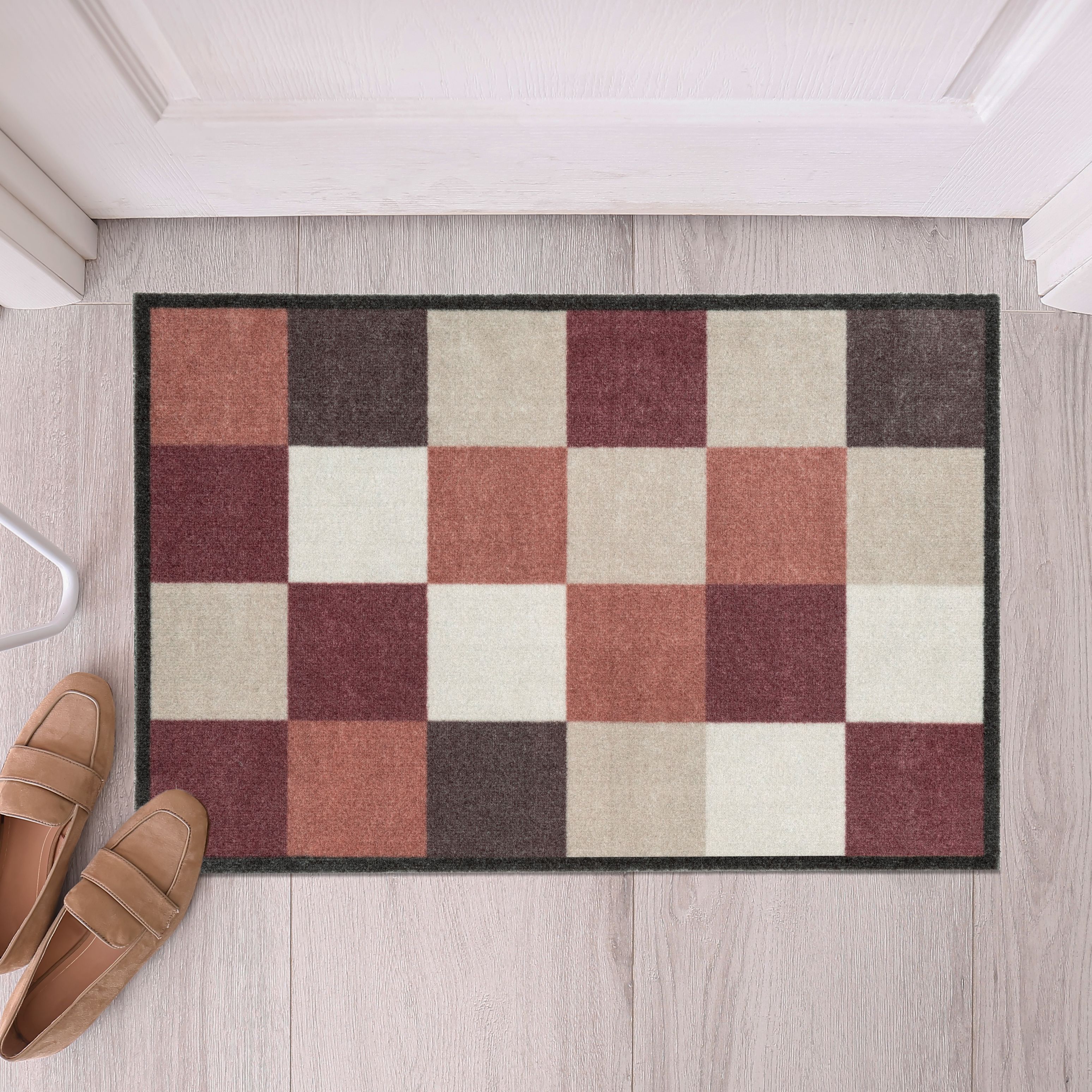 Recylon Red Squares Heavy duty Mat, 75cm x 50cm