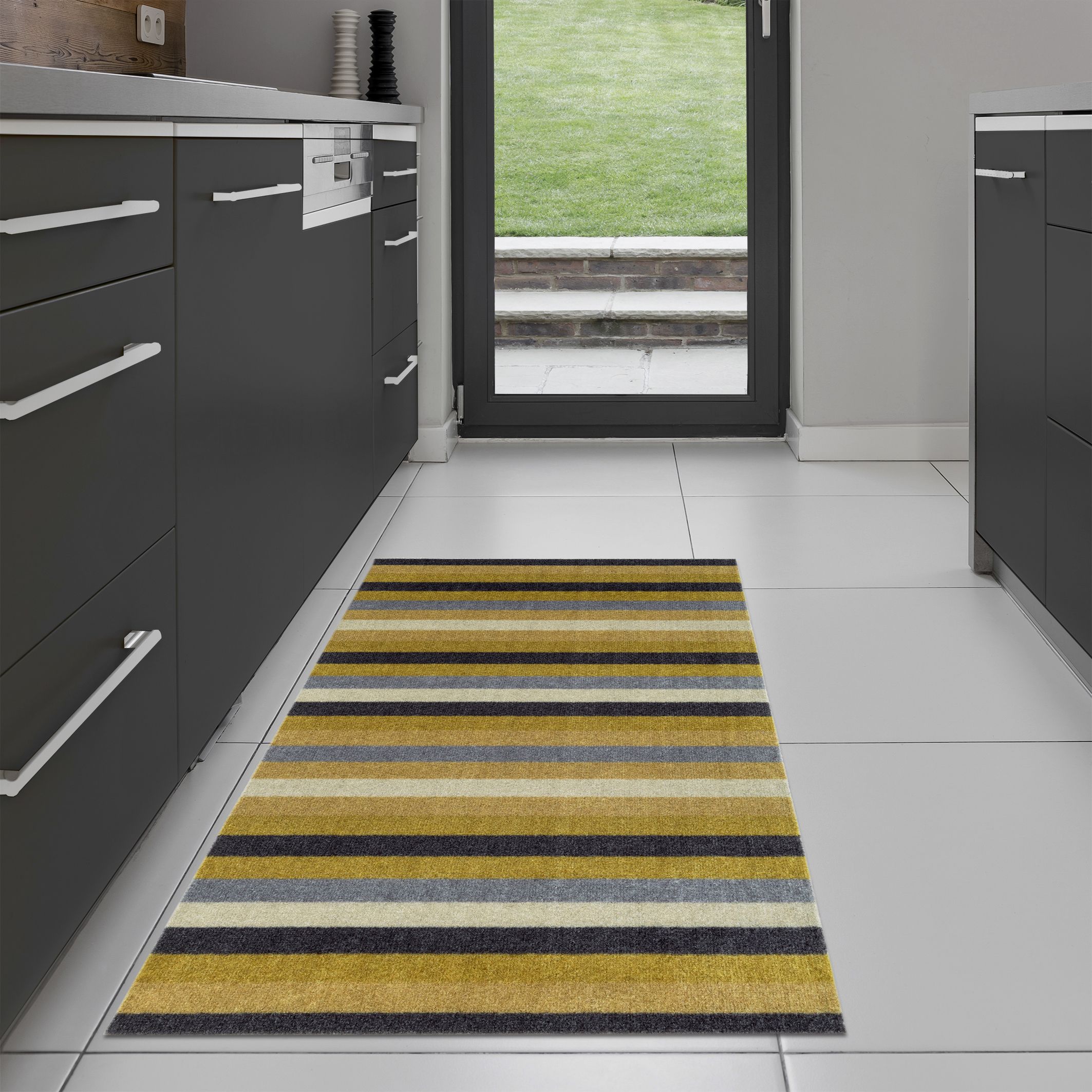 Recylon Yellow Striped Heavy duty Mat, 120cm x 67cm