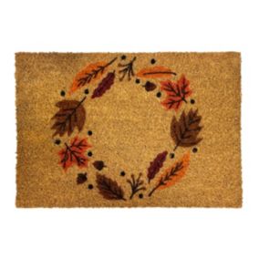 Red Autumn Wreath Door mat, 57cm x 40cm