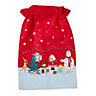 Red Felt Santa & friends Christmas sack 59cm