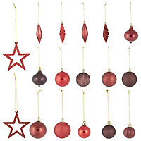 Red Glitter effect Plastic Bauble, Set of 40