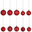Red Glitter effect Plastic Hanging decoration set, Set of 20