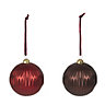 Red Plastic Ribbed Bauble, Set of 2