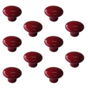 Red Plastic Round Internal Door knob (Dia)40mm, Pack of 10