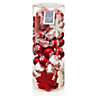 Red & white Glitter effect Mixed Plastic Decoration, Pack of 84 (D) 60mm