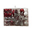 Red & white Silver glitter effect Plastic Bauble, Set of 120