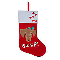 Red & white Woof Stocking
