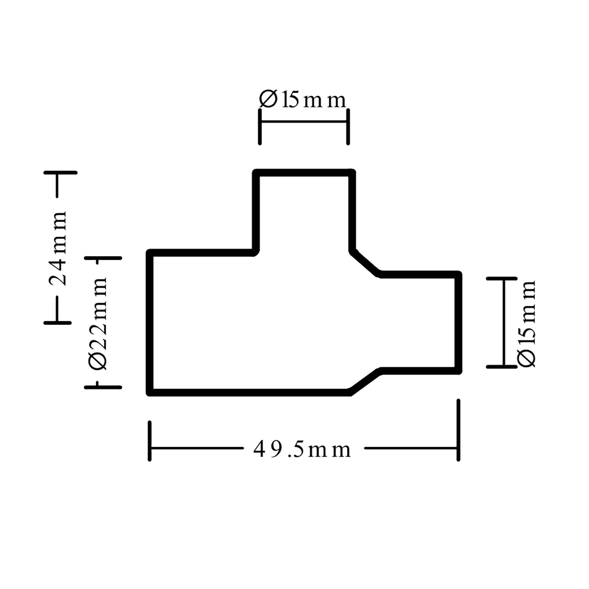 Reducing Tee (Dia) 22mm x 15mm x 15mm