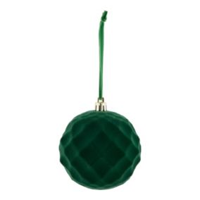 Refined classics Green Flocked effect Plastic Diamond Bauble (D) 80mm