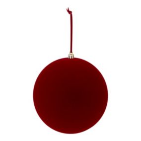 Refined classics Red Flocked effect Plastic Round Bauble (D) 150mm