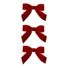 Refined classics Red Velvet effect Bow Hanging decoration set, Set of 3