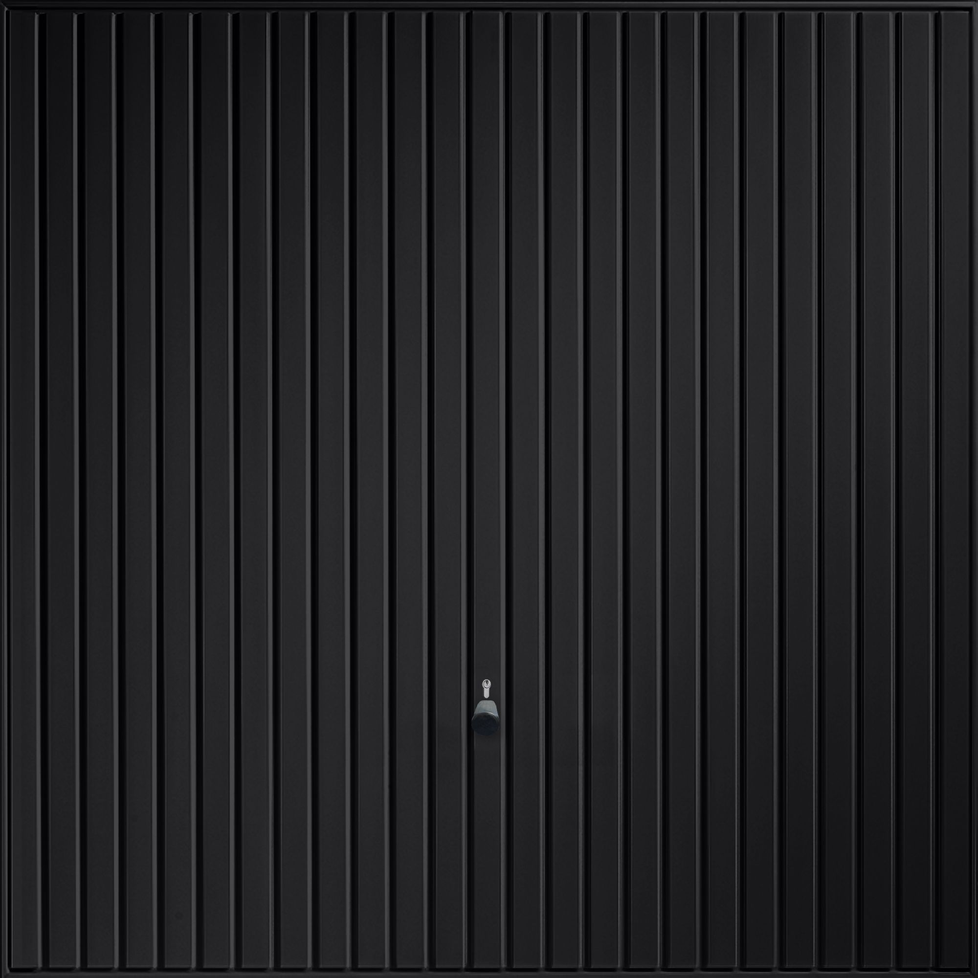 Regency Vertically ribbed Up & over Black Canopy Garage door, (H)2039mm (W)2424mm (T)40mm