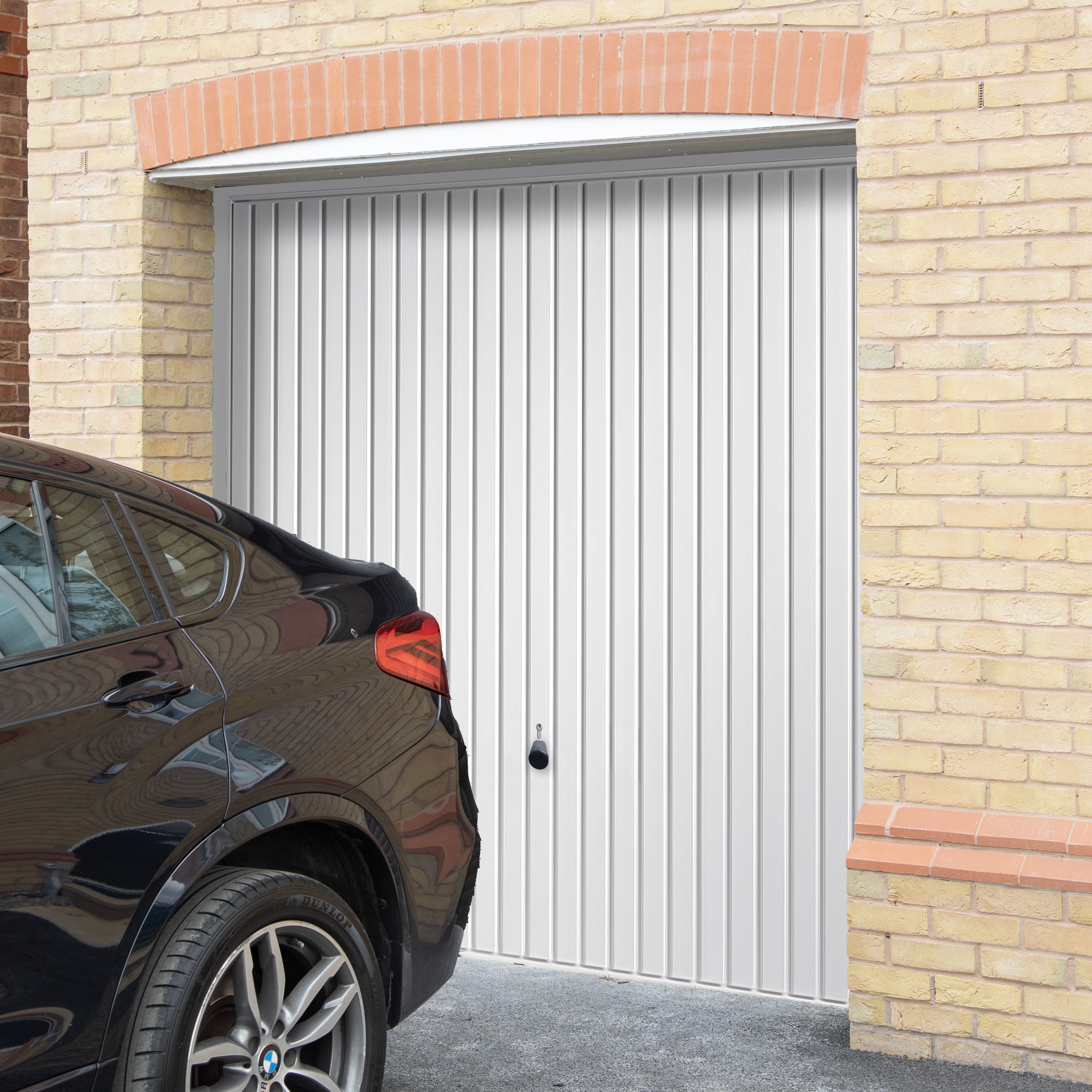 Regency Vertically ribbed Up & over White Retractable Garage door, (H)2039mm (W)2274mm (T)40mm