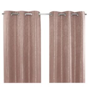 Rehua Rose dawn Damask Lined Eyelet Curtain (W)228cm (L)228cm, Pair