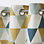 Rima Blue, grey & mustard Triangle Unlined Eyelet Curtain (W)117cm (L)137cm, Single