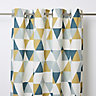 Rima Blue, grey & mustard Triangle Unlined Eyelet Curtain (W)140cm (L)260cm, Single