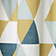 Rima Blue, grey & mustard Triangle Unlined Eyelet Curtain (W)167cm (L)183cm, Single