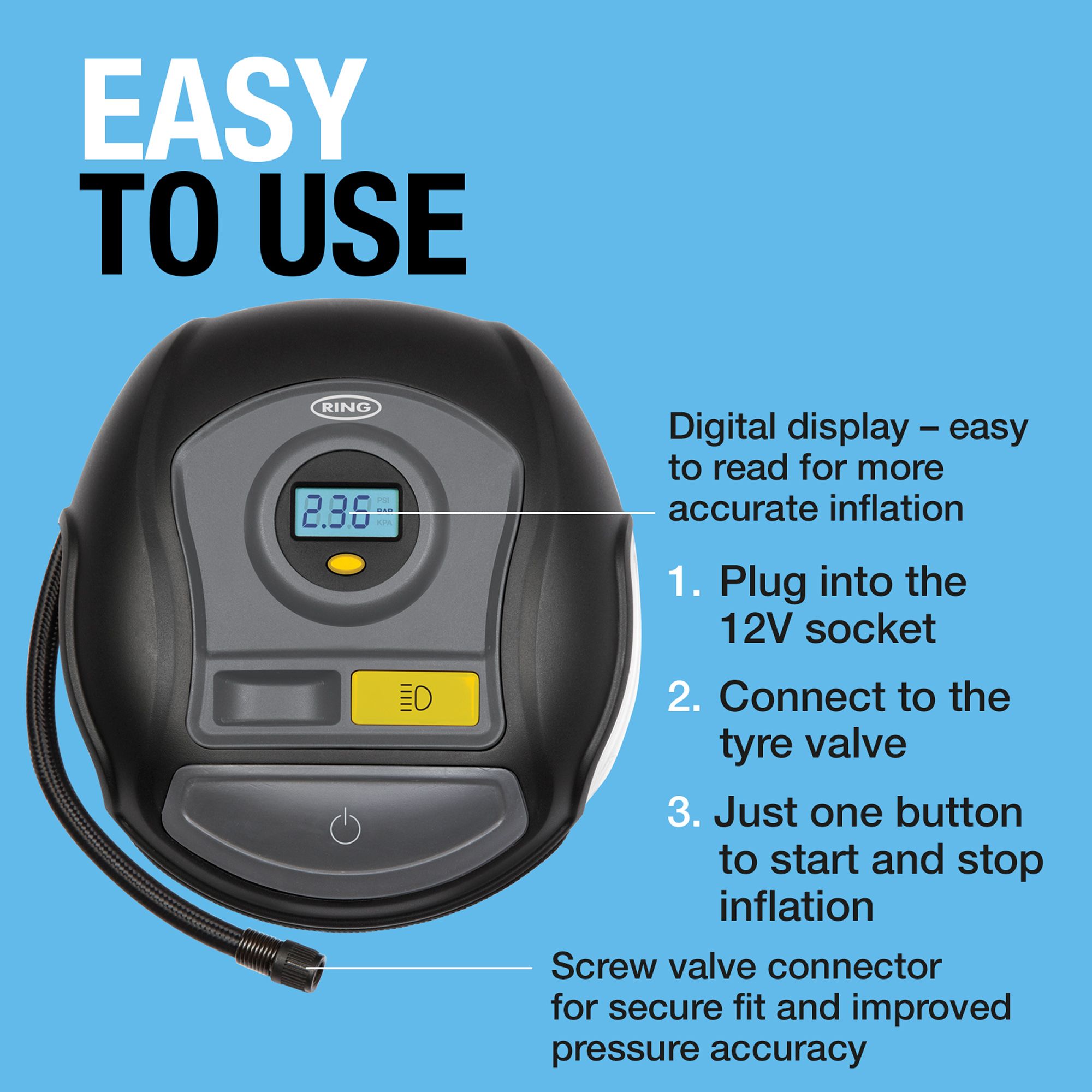 Ring Automotive RTC Digital Air tyre inflator
