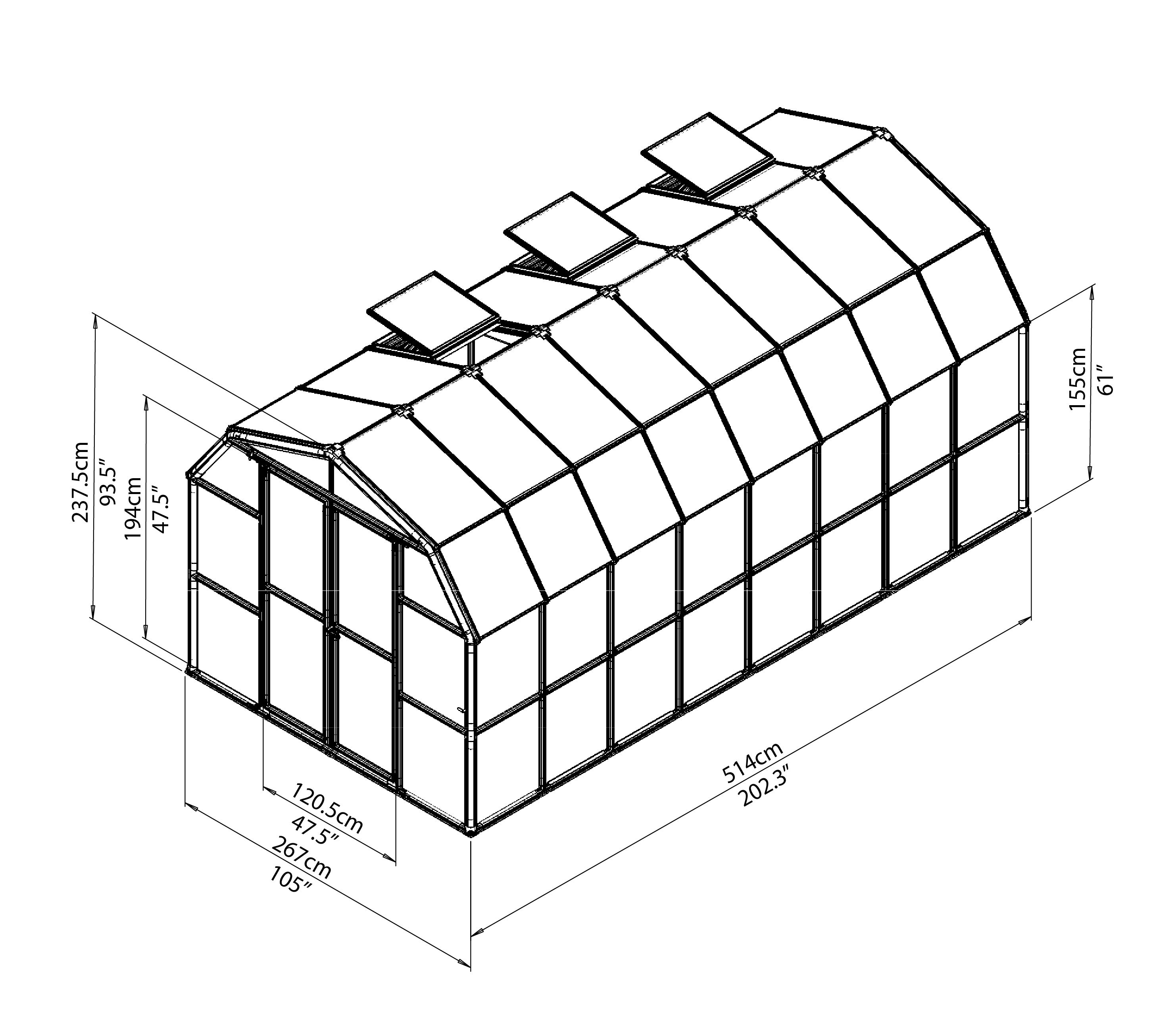 Rion Grand Gardner Green 8x16 Greenhouse