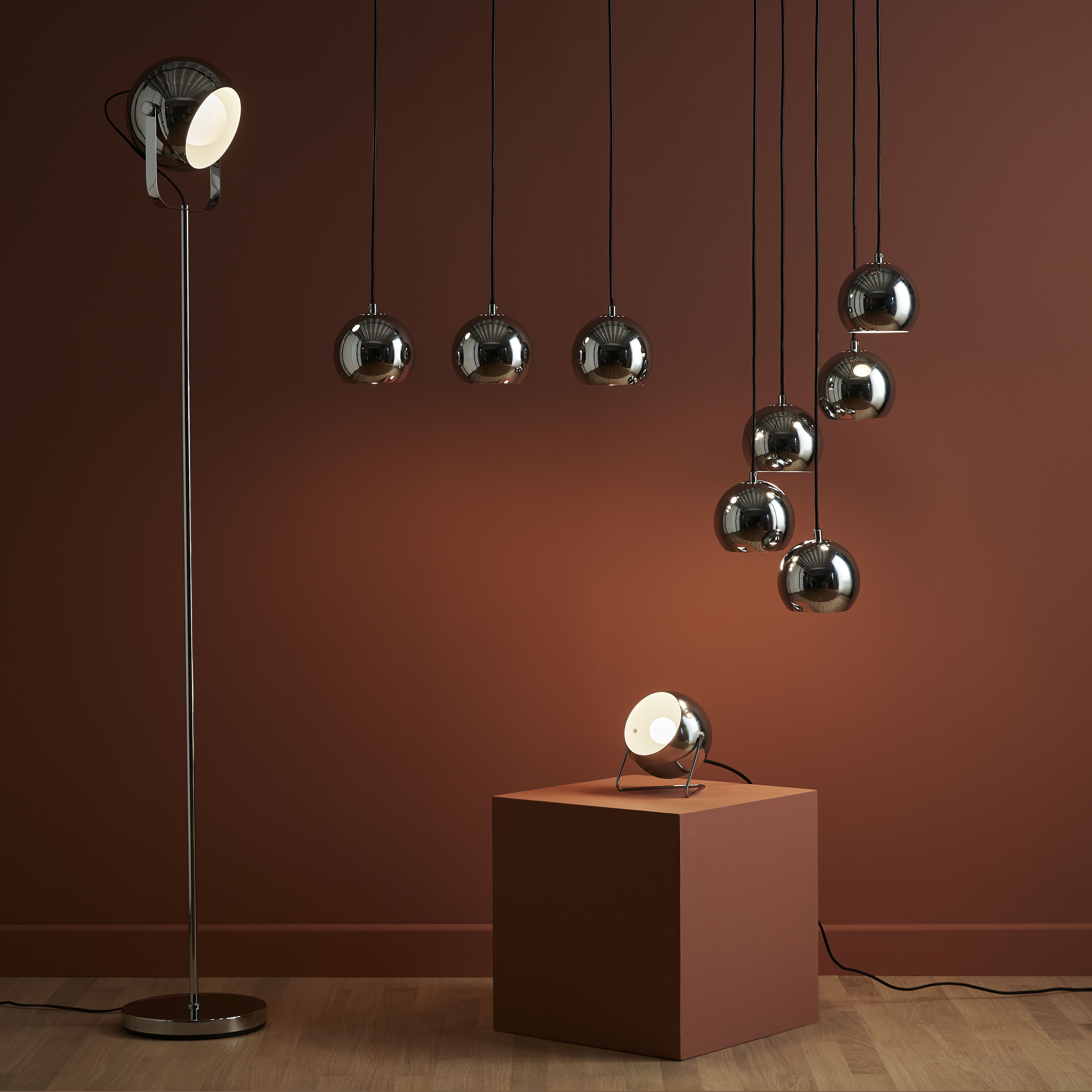 Roccheta Chrome effect 3 Lamp Pendant ceiling light, (Dia)140mm