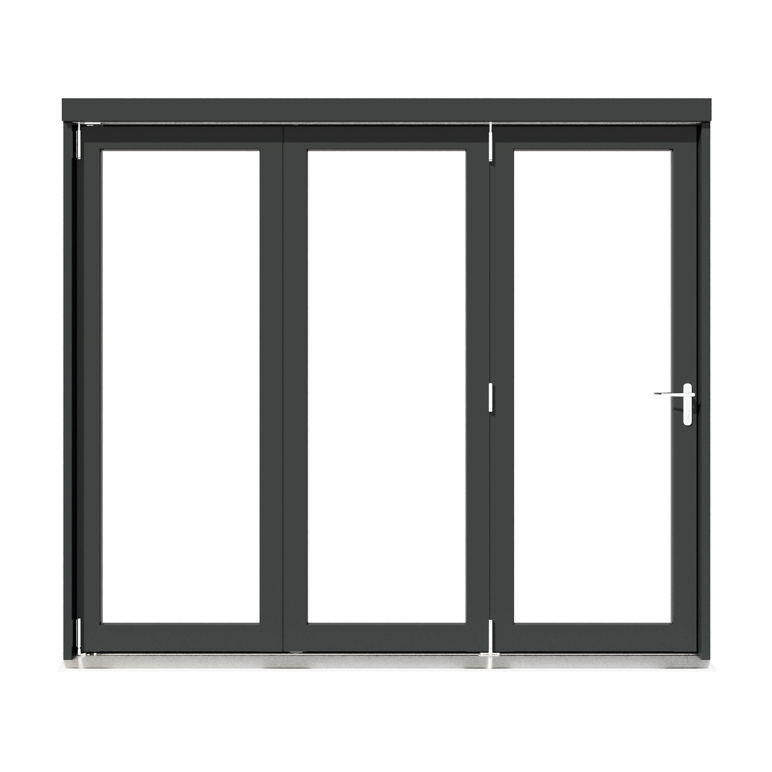 Rohden Clear Fully glazed Anthracite Grey Timber External Contemporary 3 Patio Bi-folding door, (H)2090mm (W)2390mm