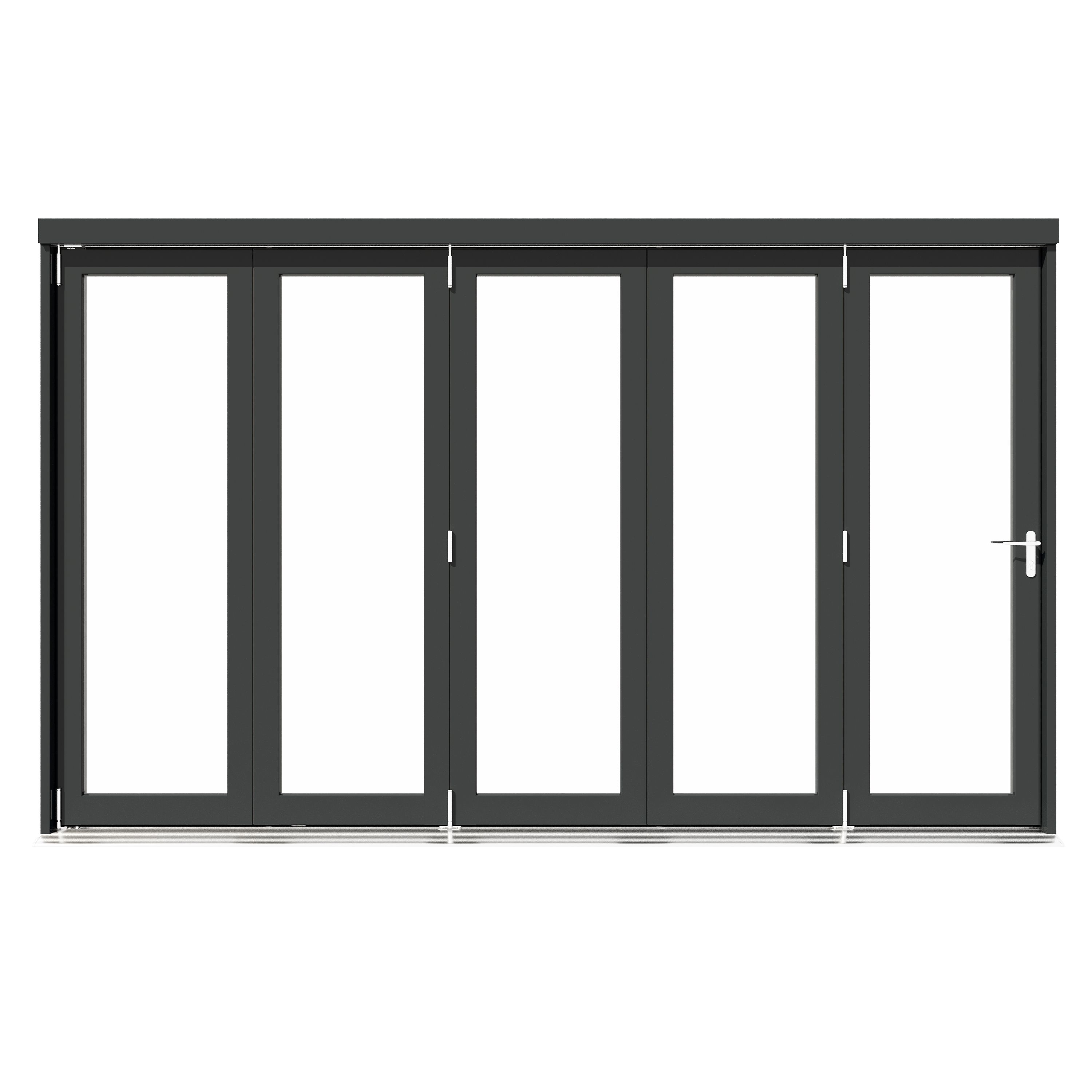 Rohden Clear Fully glazed Anthracite Grey Timber External Contemporary 5 Patio Bi-folding door, (H)2090mm (W)3590mm