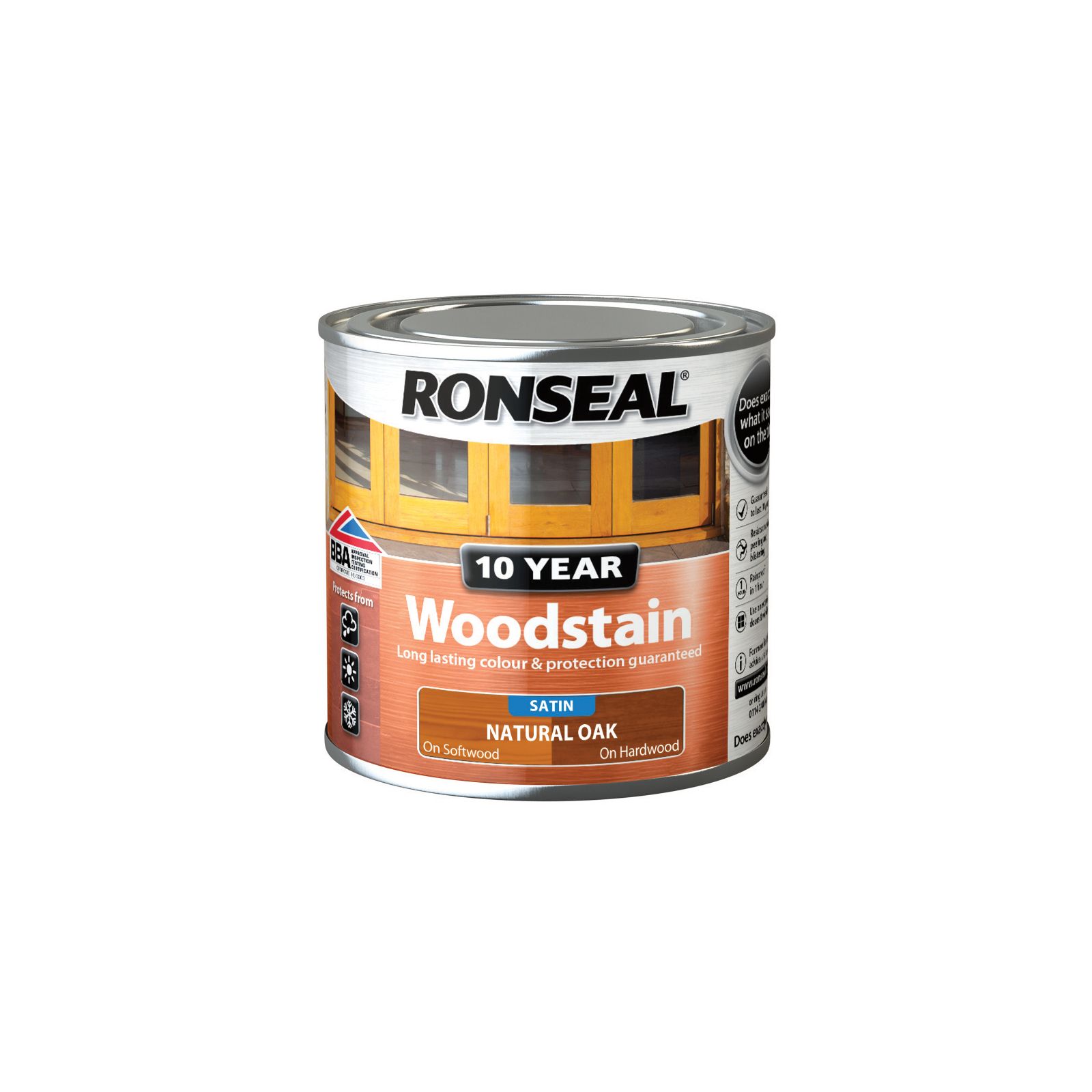 Ronseal 10 Year Natural oak Satin Quick dry Doors & window frames Wood stain, 250ml