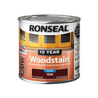 Ronseal 10 Year Teak Satin Quick dry Doors & window frames Wood stain, 250ml