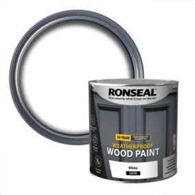 Ronseal 10 Year Weatherproof Wood Paint White Satin Exterior Wood paint, 2.5L Tin
