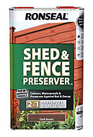 Ronseal Dark brown Matt Fence & shed Preserver, 5L