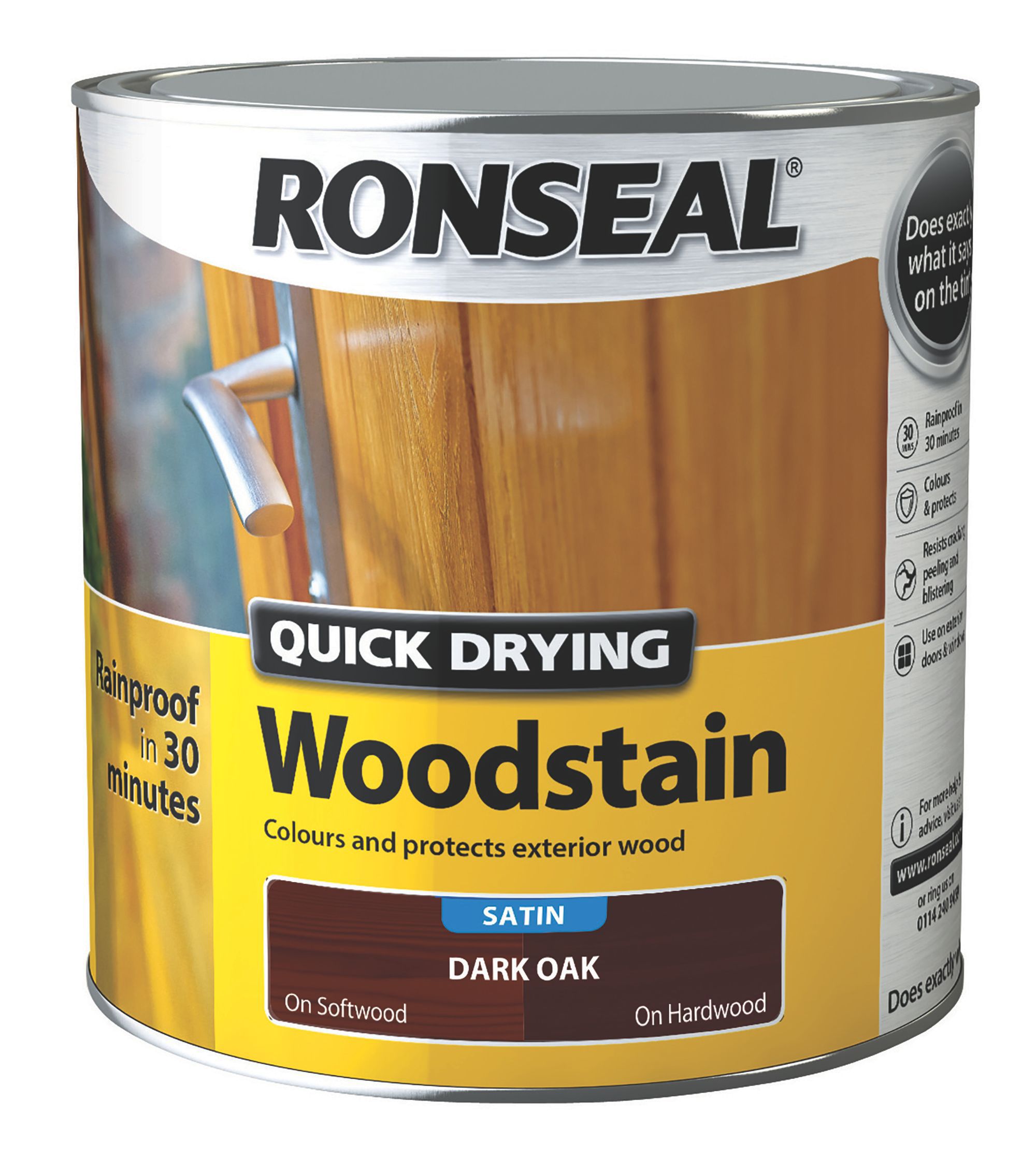 Ronseal Dark oak Satin Wood stain, 2.5L