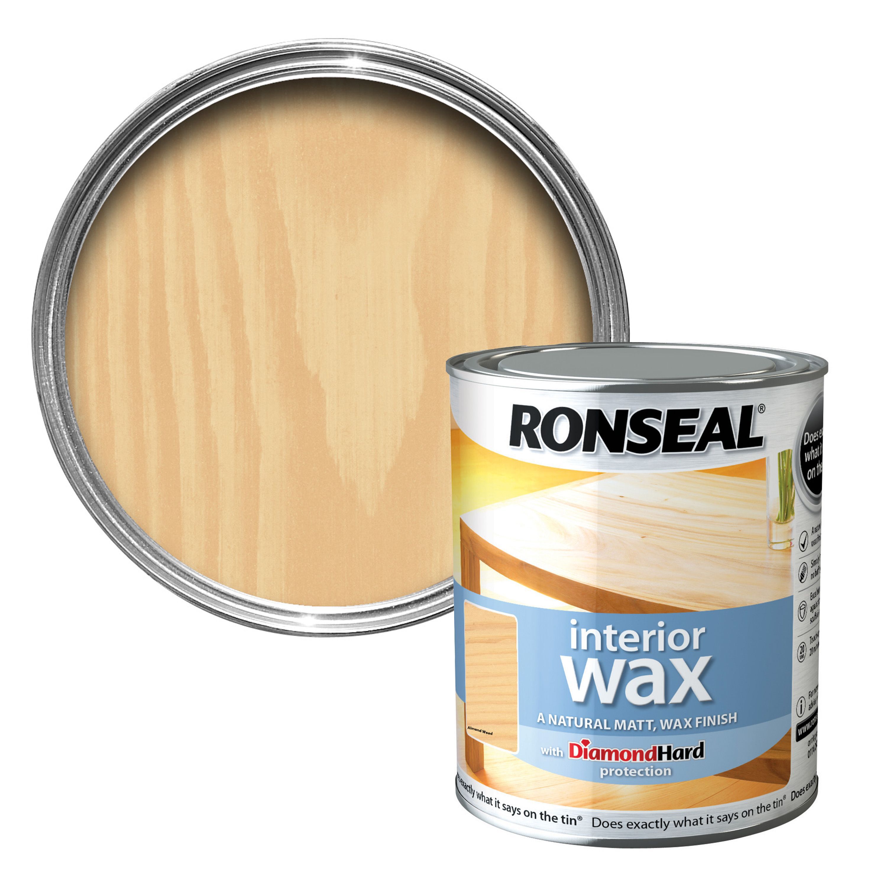 Ronseal Diamond hard Almond Matt Wax Wood wax, 0.75L