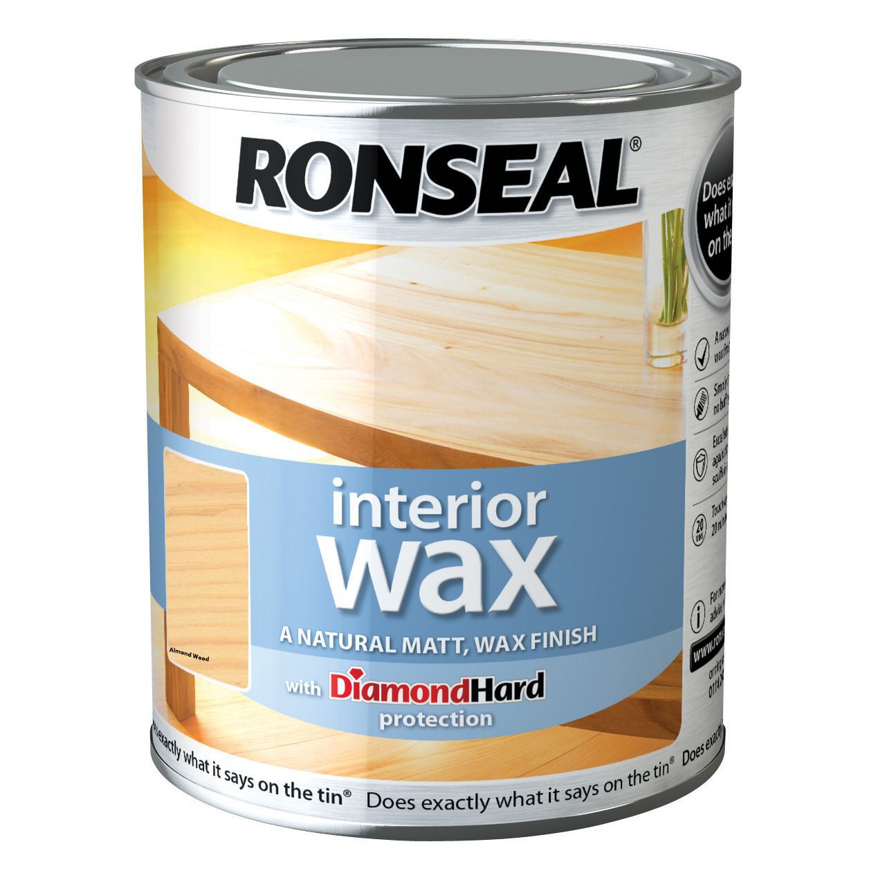 Ronseal Diamond hard Almond Matt Wax Wood wax, 0.75L