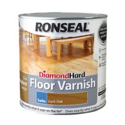 Ronseal Diamond hard Dark oak Satin Floor Wood varnish, 2.5L