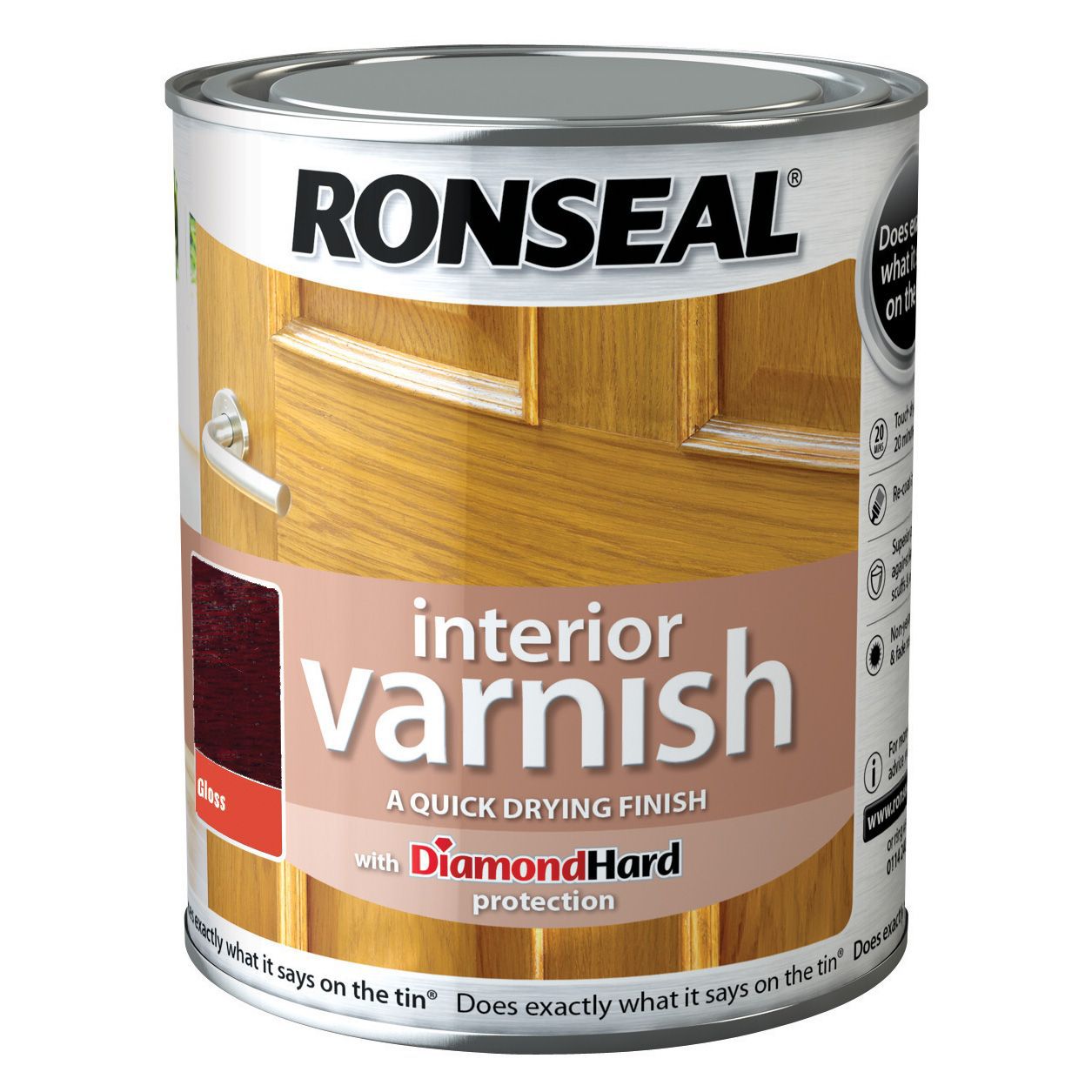 Ronseal Diamond hard Deep mahogany Gloss Wood varnish, 750ml Tradepoint