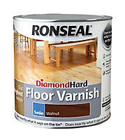 Ronseal Diamond Hard Floor Varnish Walnut Satin Wood Floor Varnish, 2.5L