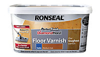 Ronseal Diamond hard Medium oak Satin Floor Wood varnish, 2.5L
